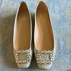 KATE SPADE SIZE10 SILVER GLITTER PATENT